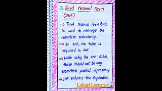 3NF Third Normal form of Normalization in DBMS notes by Lahari Lectures #LahariLectures #notes