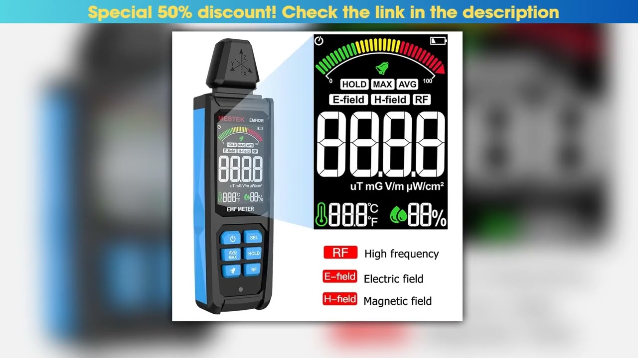 EMF02R Color Screen EMF Meter 30Mhz8GHz High Frequency Electromagnetic Radiation Detection Meter