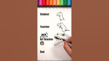 Artist vs dad How to draw dinosaur 🦖 T rex Tyrannosaurus rex with Marker and Fineliner