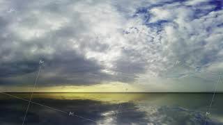 Mirror Reflection Sky Landscape. Water Lake background. Sea sunset view beauty Ocean texture.
