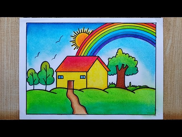 How to Draw a House For Beginners || House Scenery Drawing Easy Step By  Step - YouTube