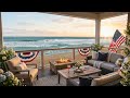 Memorial Day Weekend Beach Ambience 🇺🇸 Real Crashing Waves Sounds &amp; Surfers | American Holiday
