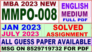 mmpo 008 solved assignment 2023 / mmpo 8 solved assignment 2023 in english / ignou mba 2022-23