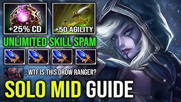 How to Solo Mid Drow Ranger in 7.40 with Unlimited Skill Spam Octarine Full Aghanim Effect Dota 2