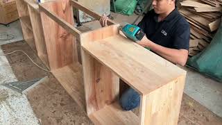 Construction and installation of natural wood kitchen cabinets #trầngỗđẹp