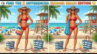 Find the 8 Differences 🏖️ | Summer Beach Puzzle Challenge (99% Fail!)