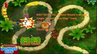 BMC Flash - 840+ (924+) tile without Round 5 MOAB - Jungle Terrain "Face Map" track - Bloon Dunes