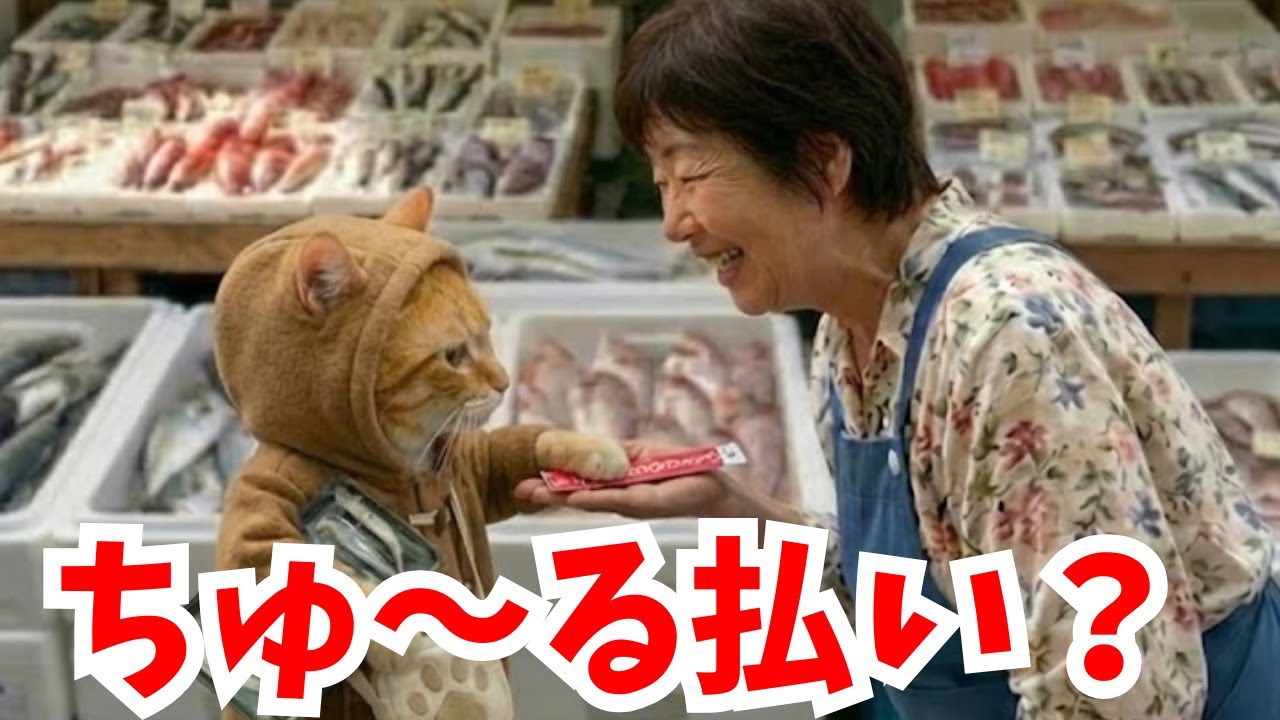 ちゅ～る払いだにゃ！お魚を買うチョロ！【チョロのおでかけ】