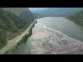 Drone flying above Three Valley Lake, BC, CA