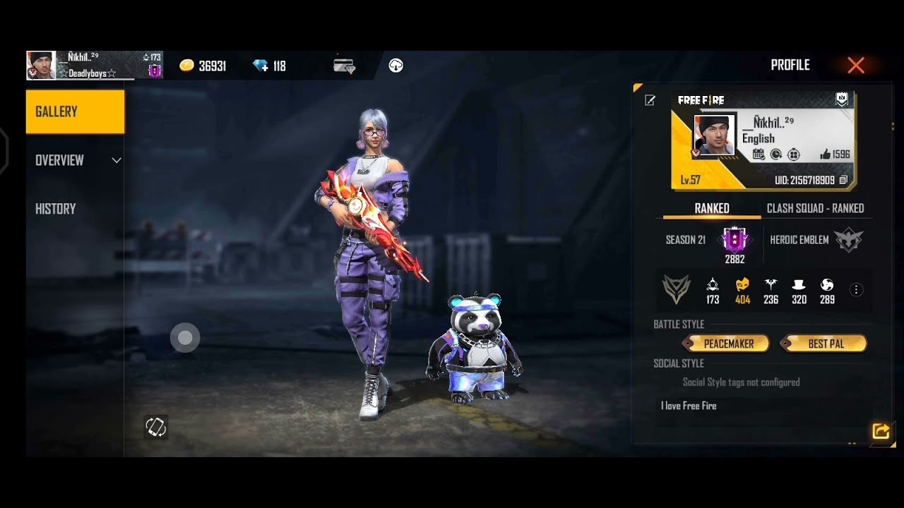 Free fire violet Parkour bundle