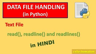 3. File Handling in Python programming| text file| read()| readline() readlines()| CBSE class 12 CS