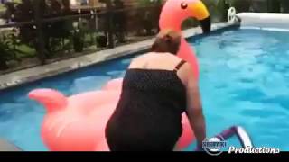 Crazy Fun Flamingo In The Pool