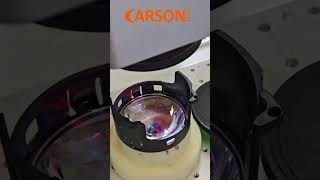 Laser logo on the glass of bi led lens/projector