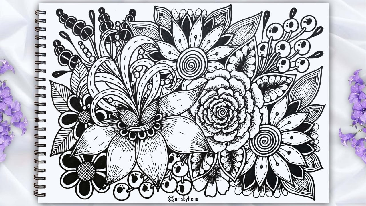 🌺Floral Zentangle Art | Zentangle Flower For Beginners🌺
