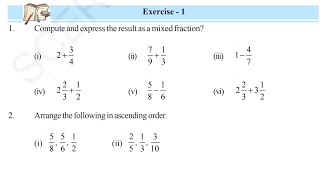 TG | Class 7 | Maths | Chapter -2 | Fractions, Decimals & Rational Numbes | Exercise -1 Solutions |