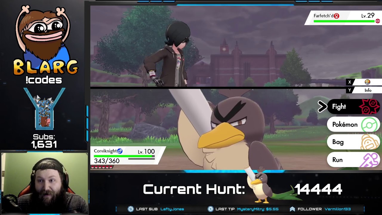 LIVE] Shiny Galarian Farfetch'd after 1,529 encounters in Pokémon Sword  [Full odds] 