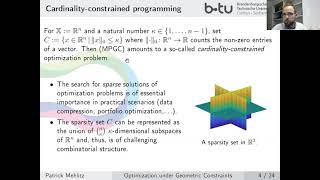 OWOS: Patrick Mehlitz - Optimization with Geometric Constraints: Asymptotic Stationarity and ALM