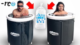 ۱۲ کیلو یخ ریختیم تو وان آب رفتیم توش یخ زدیم | ICE TUB Challenge