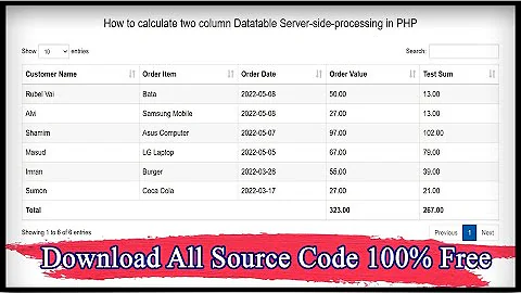 How to calculate two column Datatable Server side processing in PHP | Code Hunter