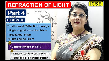 REFRACTION OF LIGHT | CLASS 10 ICSE PHYSICS | TOTAL INTERNAL REFLECTION IN A PRISM | PART 4