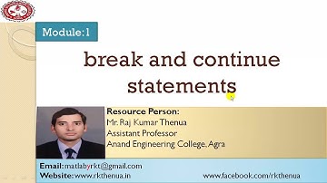 Lecture-29: break and continue (Hindi/Urdu)