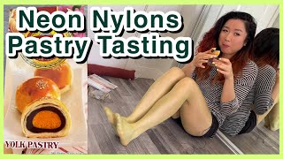 Colorful Nylons Dessert Tasting - Chinese Salted Egg Pastry In Tights Hosiery