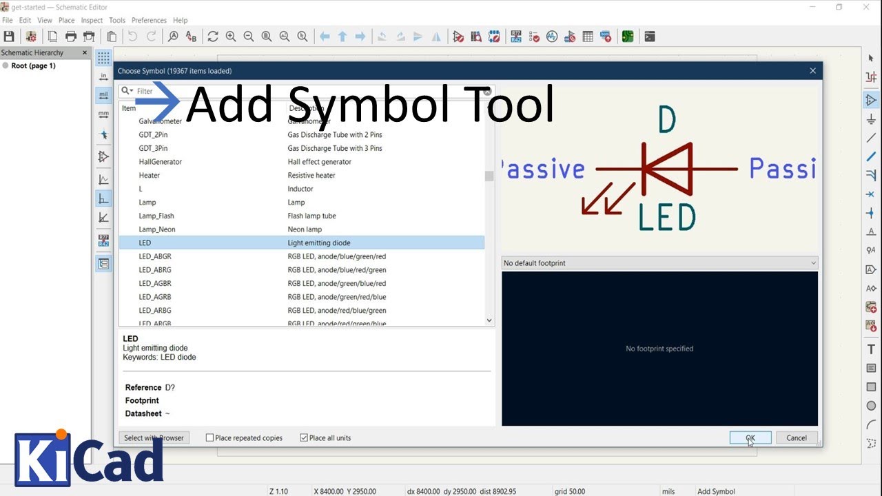 05 Adding Symbols in Schematic using the Add Symbol Tool or letter A ...