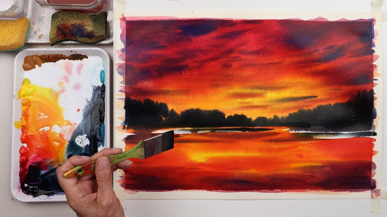 Watercolor Painting Process #01 | Wet in Wet Technique | SUNSET