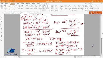 Exercise 28 Azimuth | Question 5 | Solved | Merchant Navy
