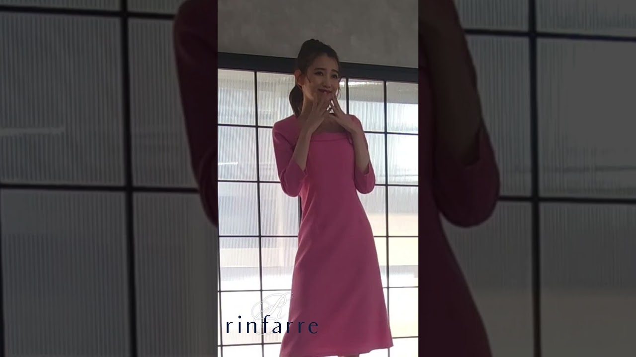 ビビットピンク七分袖ワンピ/黒木麗奈 - カラードレス