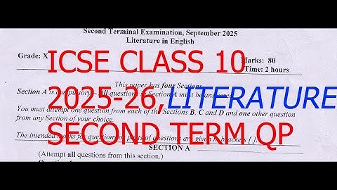 ICSE / CLASS 10 /   2025-26 ENGLISH LITERATURE / SECOND TERM  QUESTION PAPER