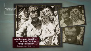 A father and daughter at the Fort Ontario refugee shelter. Oswego, New York, 1944