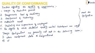 Quality Of Conformance - Quality Engineering - Metrology and Quality Engineering