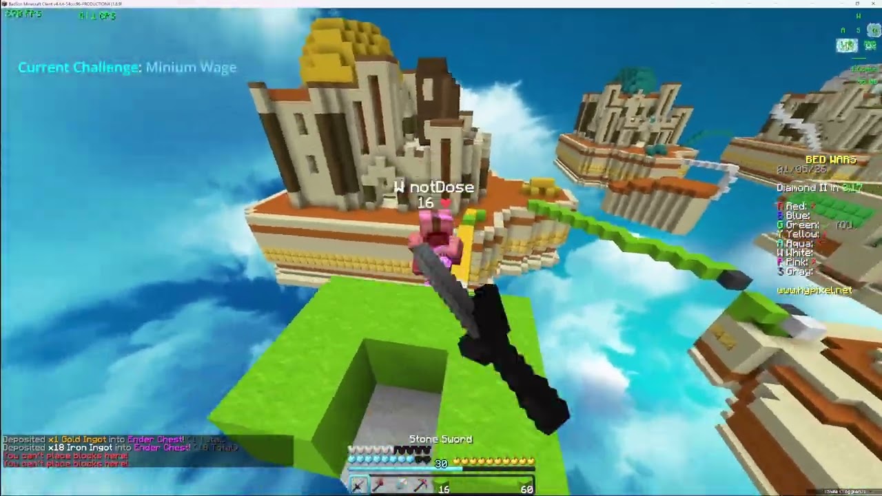 Completing the Hypixel Bedwars Challenges Part 1