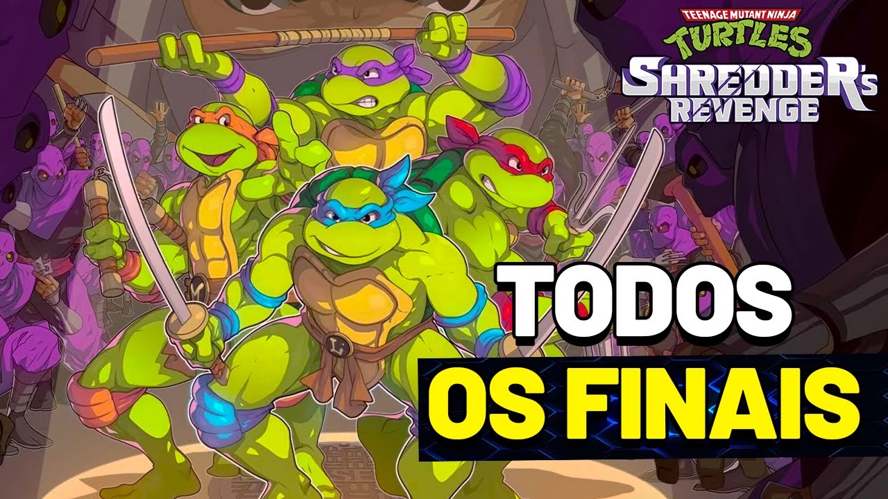 TODOS OS FINAIS DOS PERSONAGENS PTBR DE TMNT Shredder's Revenge ( ALL