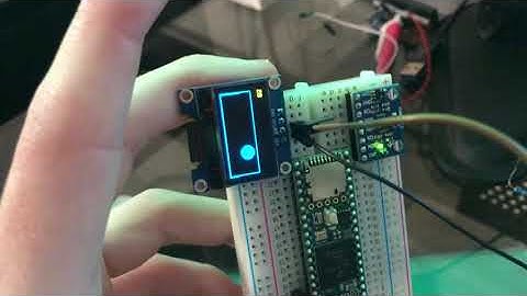Controlled Bouncing Ball, Single Breadboard -- Teensy 4.1/Arduino, SSD1306, GPU6050