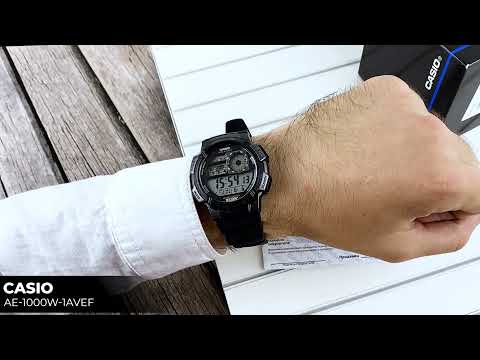 Водонепроникний чоловічий годинник 10 АТМ, спортивно тактичний годинник Casio оригінал AE 1000W, видео 1