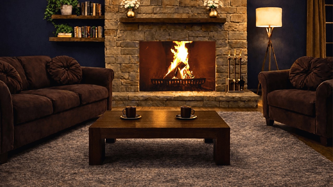 Fireplace at Night 🔥 Warm Fire Sounds for Deep Relaxation (1 Hour)