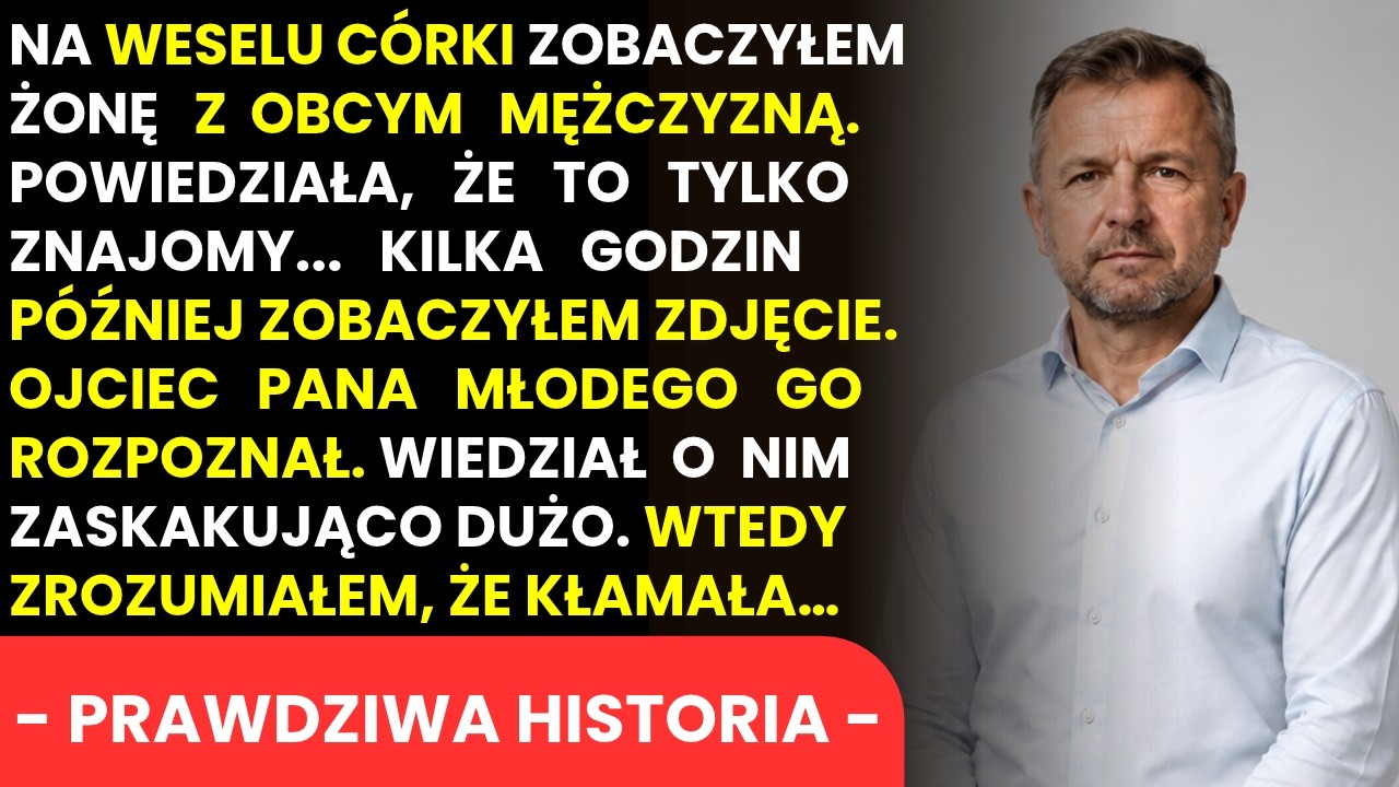 Stałem przy tablicy ze zdjęciami z wesela mojej córki, gdy ojciec pana młodego wskazał palcem mężczyznę w tle i zapytał: „Czy wiesz, kim jest ten człowiek?”. Nie wiedziałem. Ale gdy kilka dni...