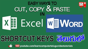 2017 Easy Way To Use Cut, Copy, Paste In Excel, Word తెలుగులో  - LEARN COMPUTER TELUGU CHANNEL