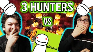 Minecraft, but we React to Dream in Speedrunner VS 3 Hunters (FIRST ONE)