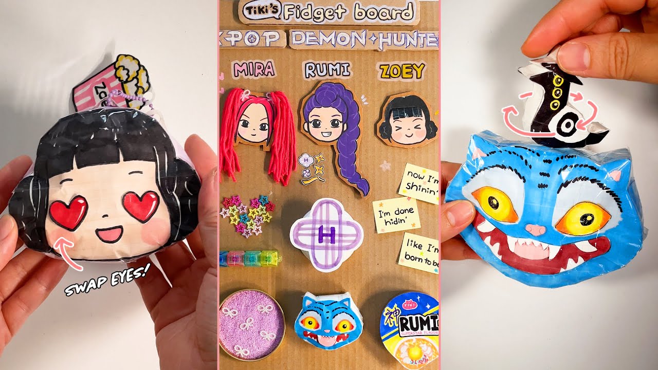 DIY Kpop Demon Hunters 💖 Fidget Board & Paper Squishy tutorial!