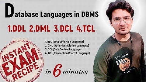 DBMS-29: Database Languages in DBMS - DDL, DML, DCL and TCL | Hindi | Example