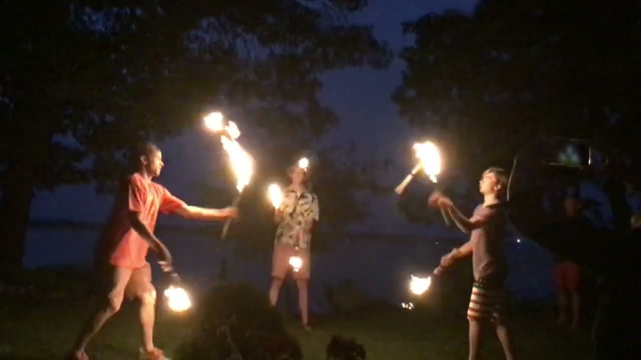 Nine Flaming Torches In The Air At Once Fire Juggling YouTube