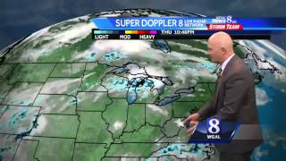 Stray shower or storm possible tomorrow