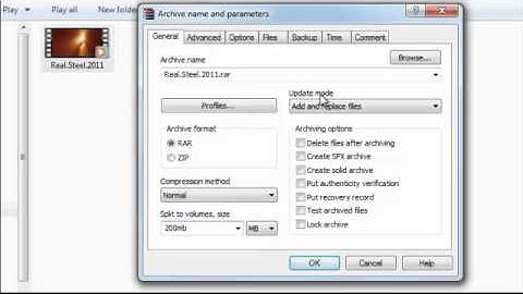 How to split large files using WinRar