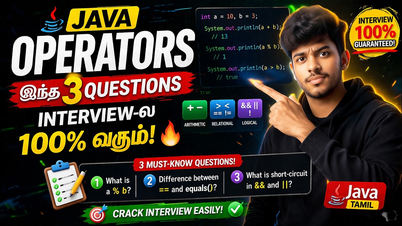 Java Operators — இந்த 3 Questions Interview-ல 100% வரும்! - YouTube