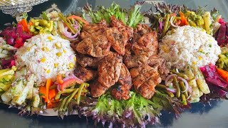 دجاج مشوي على الفحم بتتبيلة خطيرة مع سلطة مرافقة خفيفة و منعشة poulet grillé