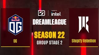 Dota2  OG vs Shopify Rebellion  Game 2  DreamLeague Season 22  Group Stage 2