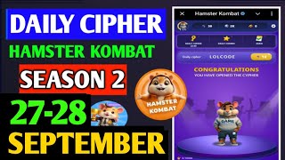 Hamster Kombat Dev Game Daily Cipher 27 September | Hamster Kombat Daily Cipher Code | Daily Combo